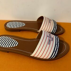 NEW Louis Vuitton Women's Sandals - Lock It Flat Mule, Red, Blue, and Brown